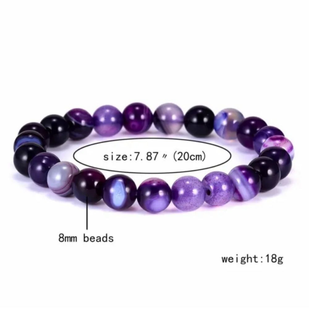 Natural Stone  Purple Amethyst Agate Beads bracelet - Picture 3 of 6